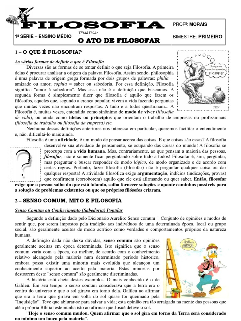 Apostila de Filosofia 1ª série Ensino