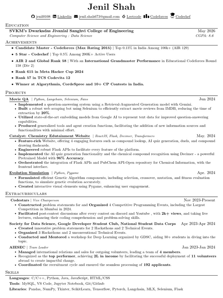 Jenil Shah: Data Science & Coding Achievements | PDF | Computing ...