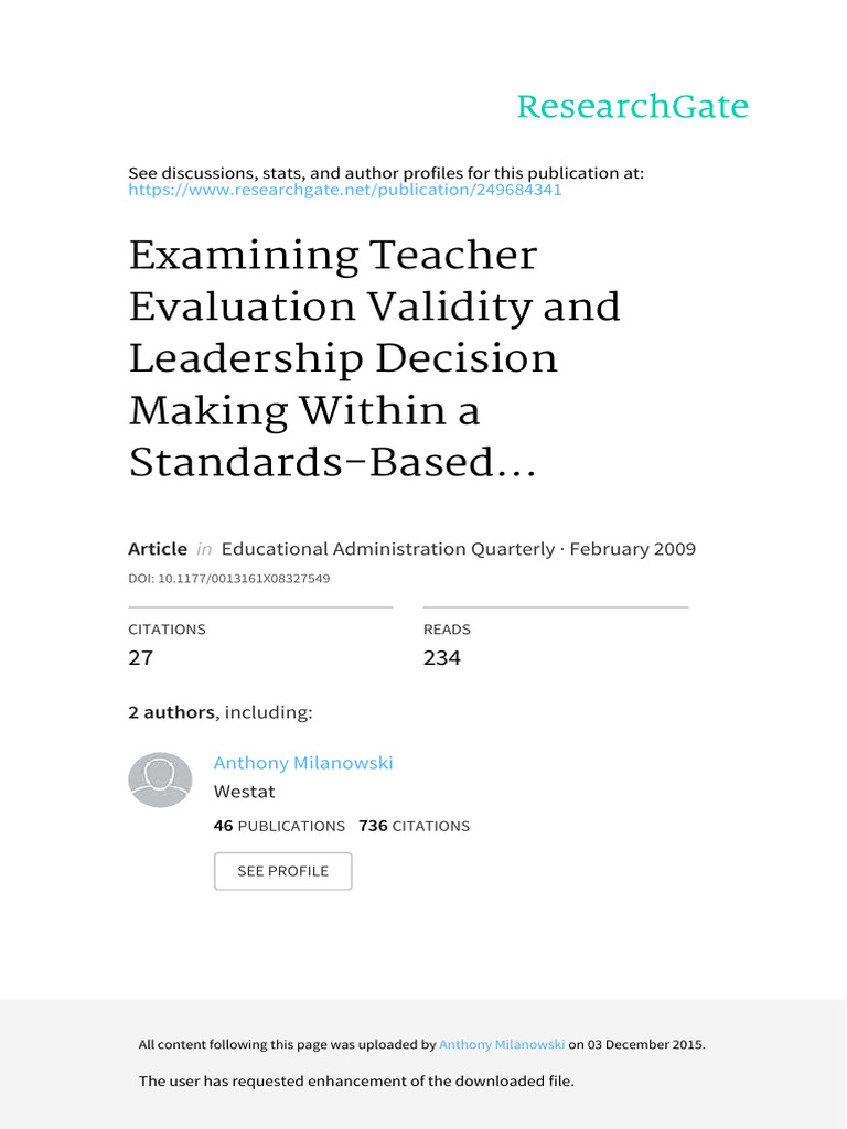 Teacher Evaluation Validity Study | PDF | Teachers | Validity (Statistics)