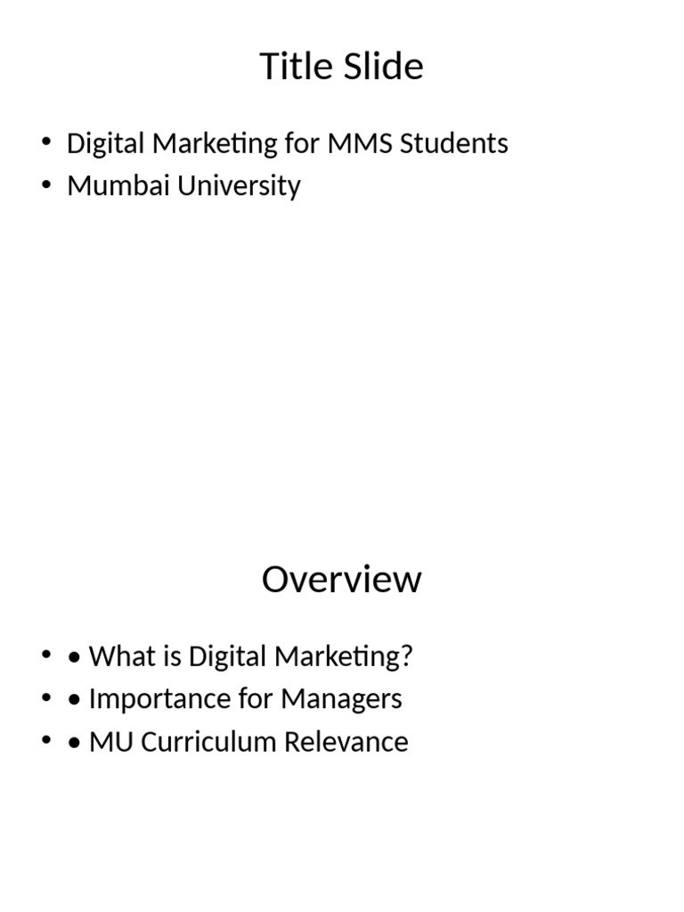 Digital Marketing MMS Presentation | PDF
