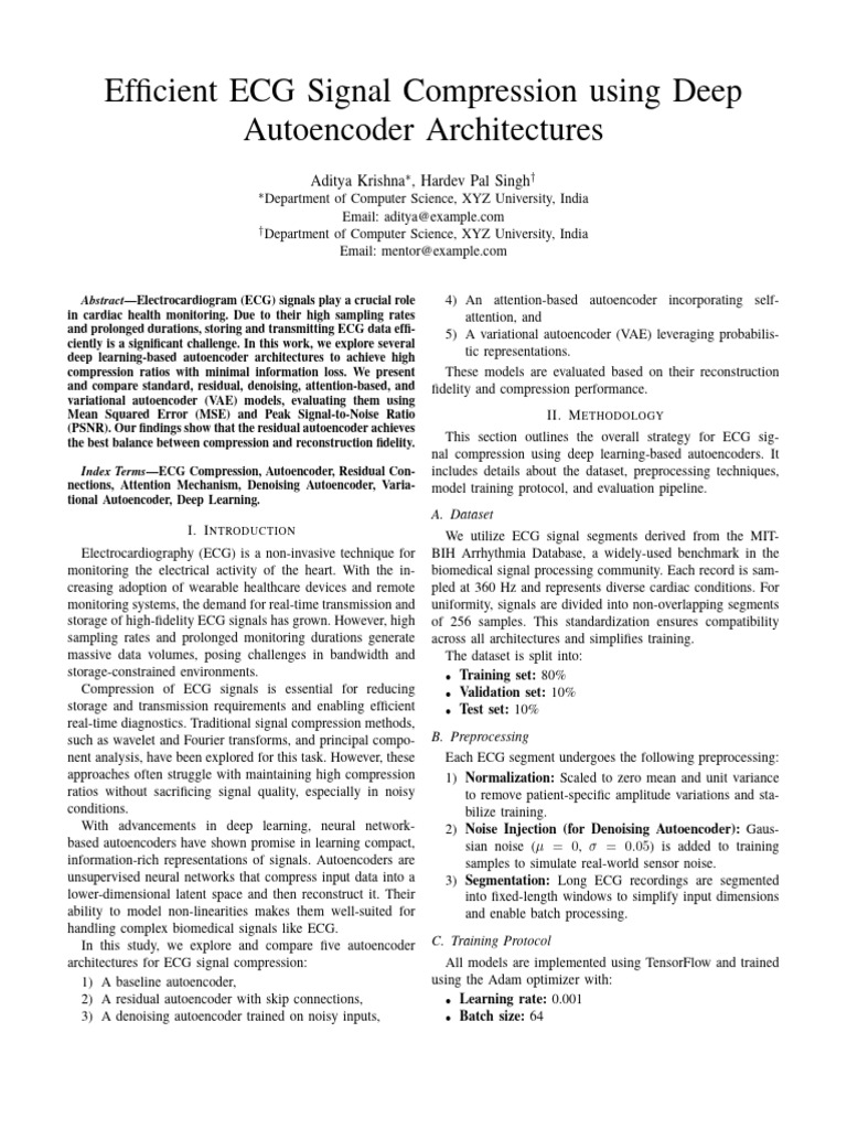 ECG Signal Compression with Autoencoders | PDF | Mean Squared Error ...
