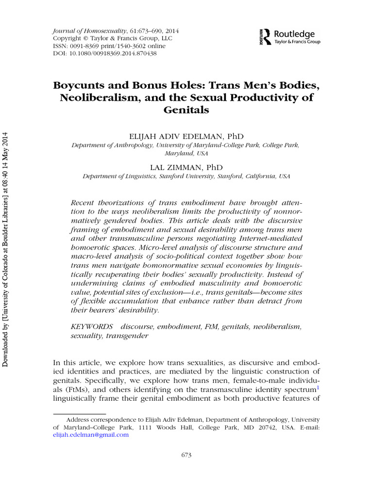 Boycunts and Bonus Holes Trans Mens Bodi (1) | PDF | Transgender ...