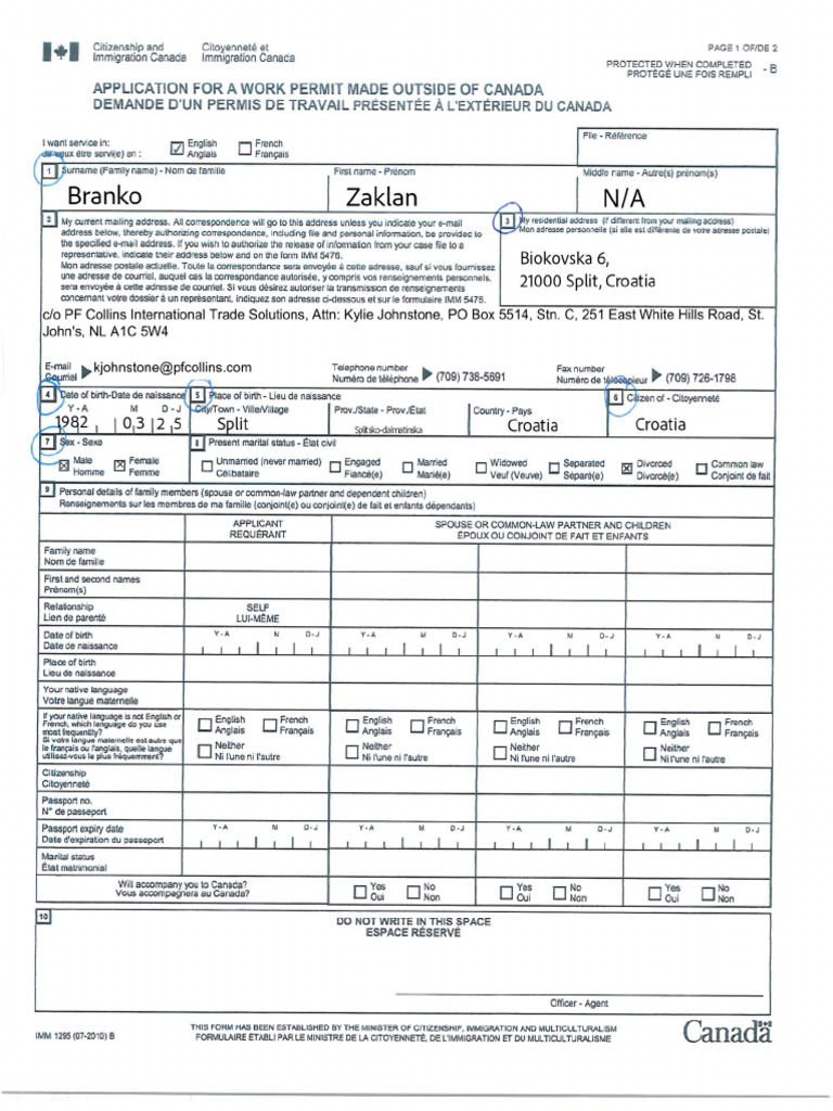 Application For Work Permit - BLANK | PDF