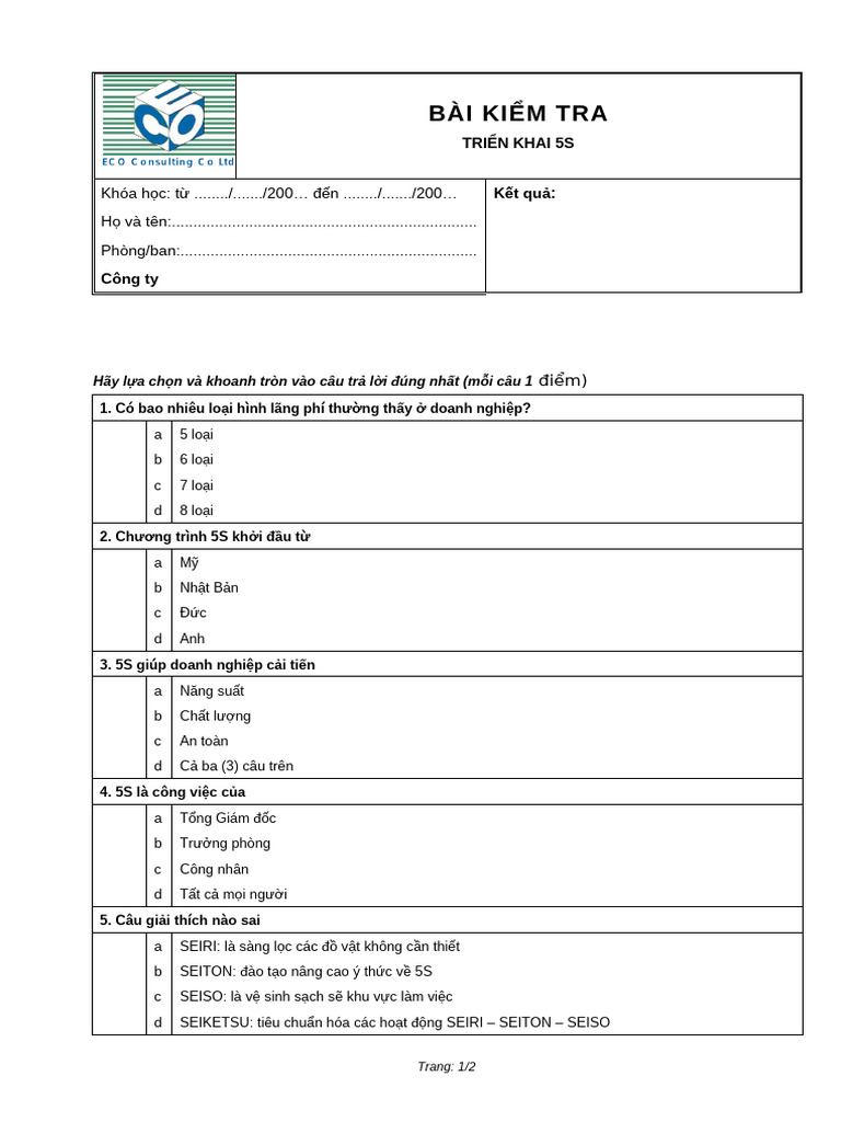 5S Test | PDF
