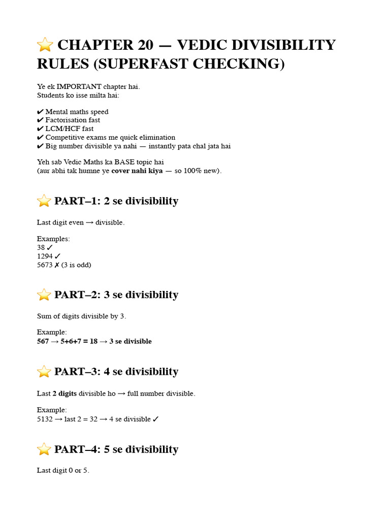 Vedic Divisibility Rules Explained | PDF