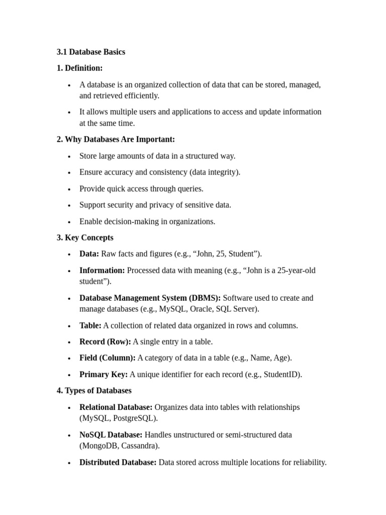 Database Fundamentals and Processing Guide | PDF | Databases | Sql