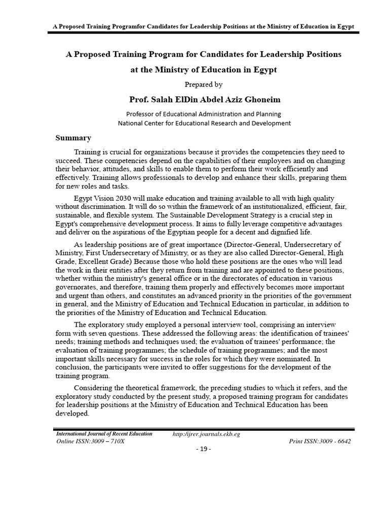 A Proposed Training Program For Candidat | PDF | Vocational Education ...