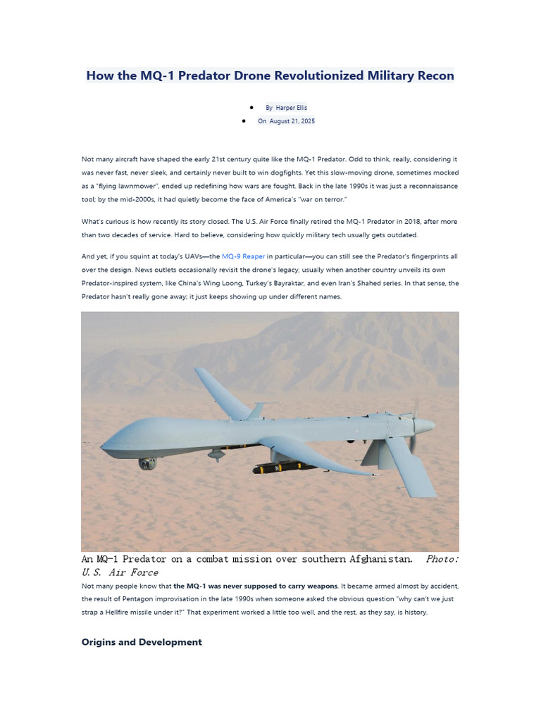 MQ-1 Predator: Transforming Military Recon | PDF | General Atomics Mq 1 ...