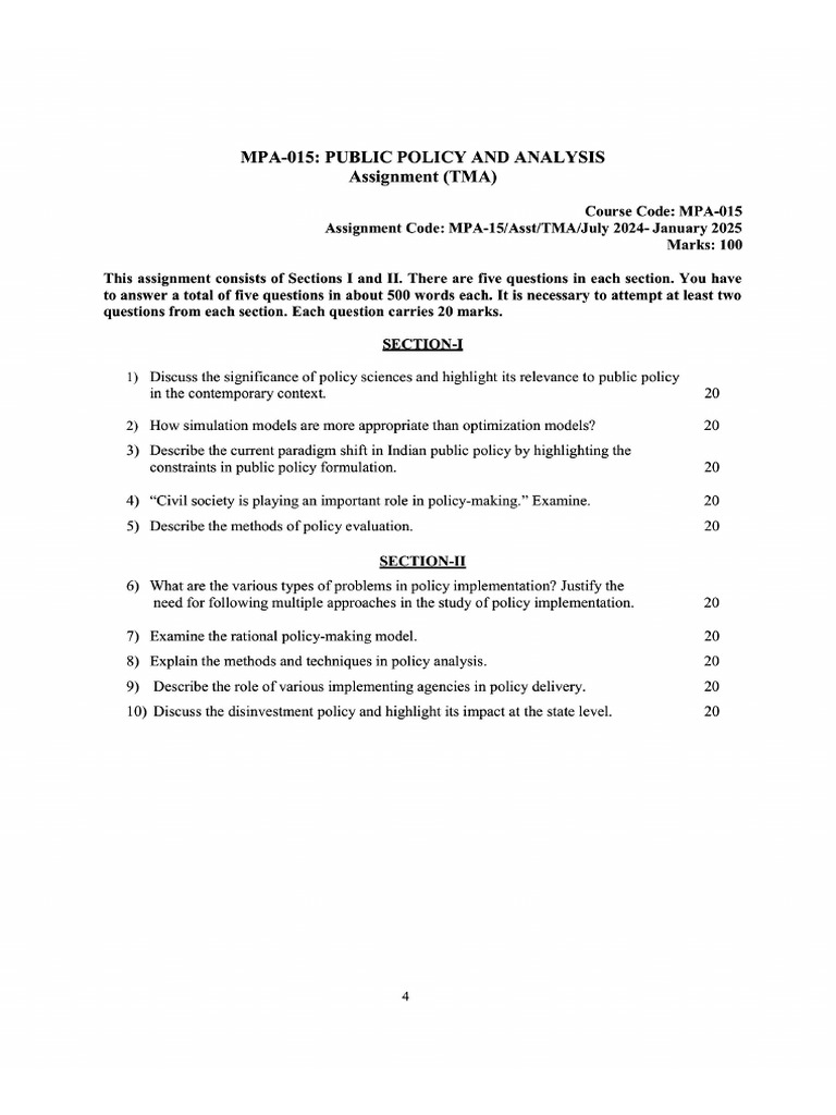 MPA-015 Question Paper | PDF