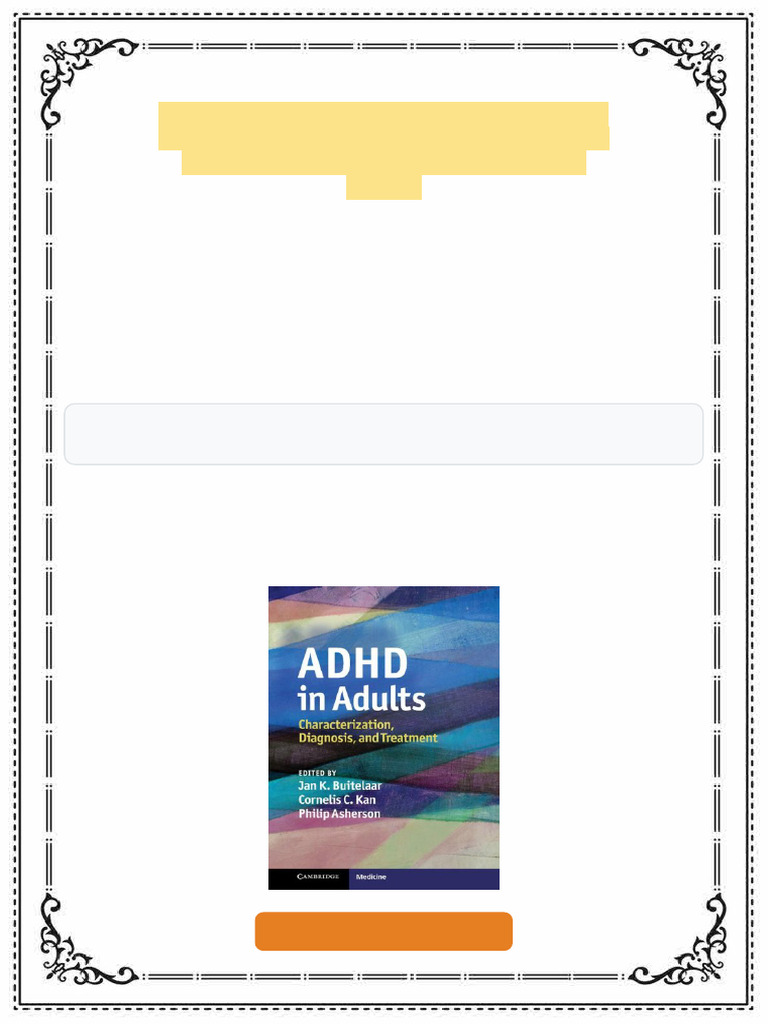 ADHD in Adults Characterization Diagnosis and Treatment 1st Edition Jan ...