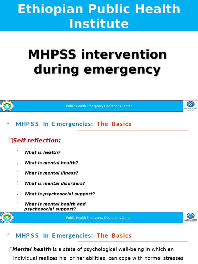 MHPSS Interventions in Emergencies | PDF | Mental Disorder | Mental Health