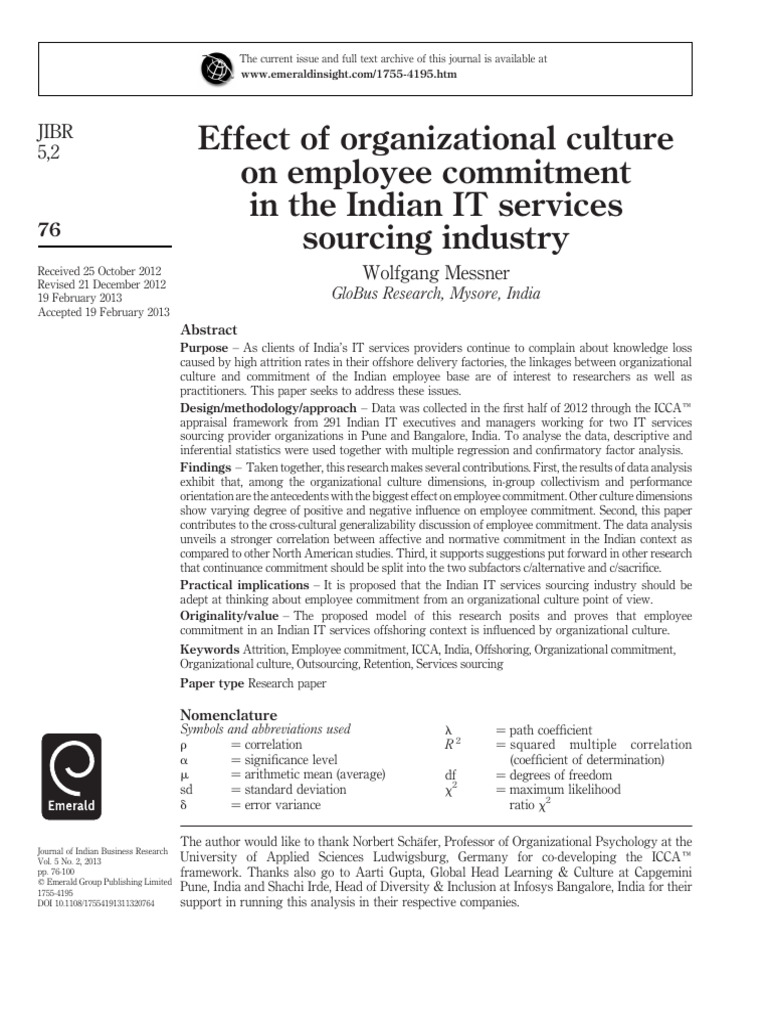 Impact of Culture on Employee Commitment | PDF | Standard Deviation ...