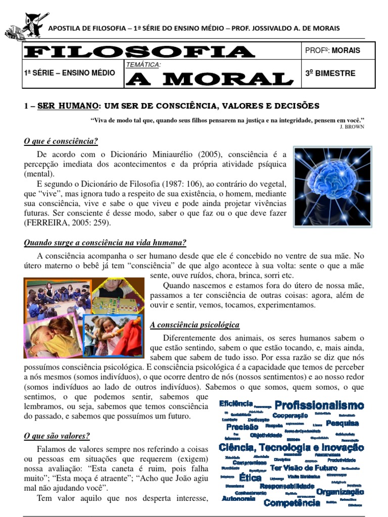 Apostila de Filosofia - 1 Série - Ensino Médio - 3º Bimestre | PDF ...