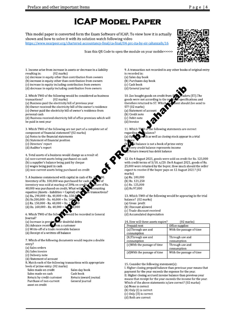 Prc4 Model Paper With Video Solution | PDF