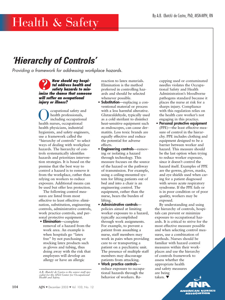 Hierarchy of Controls for Workplace Safety | PDF | Constipation ...