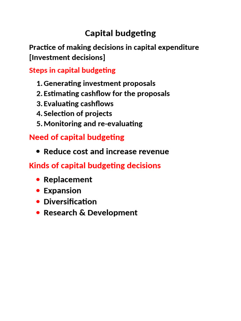 Capital Budgeting: Key Steps & Methods | PDF