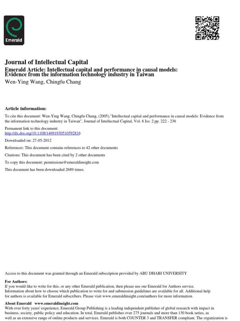 Impact of Intellectual Capital on IT Performance | PDF | Human Capital ...