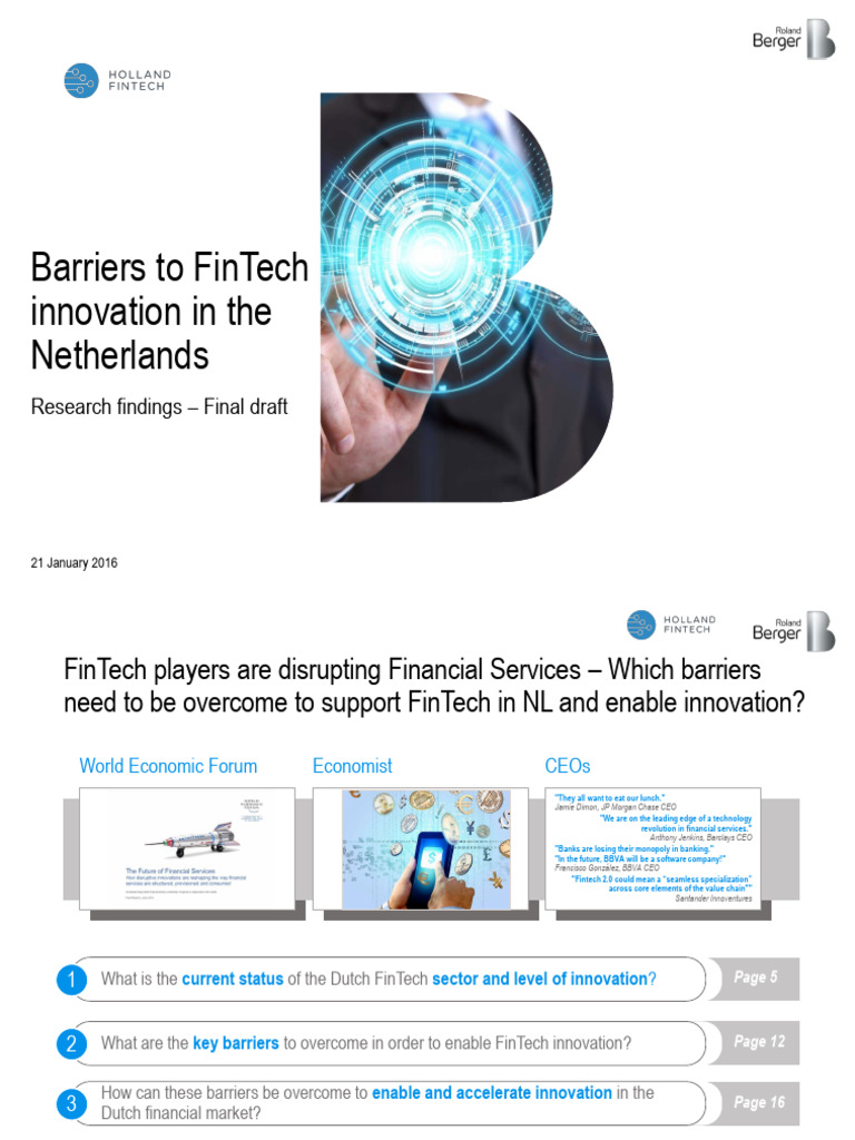 Barriers To FinTech Innovation in The Netherlands | PDF | Financial  Technology | Finance & Money Management