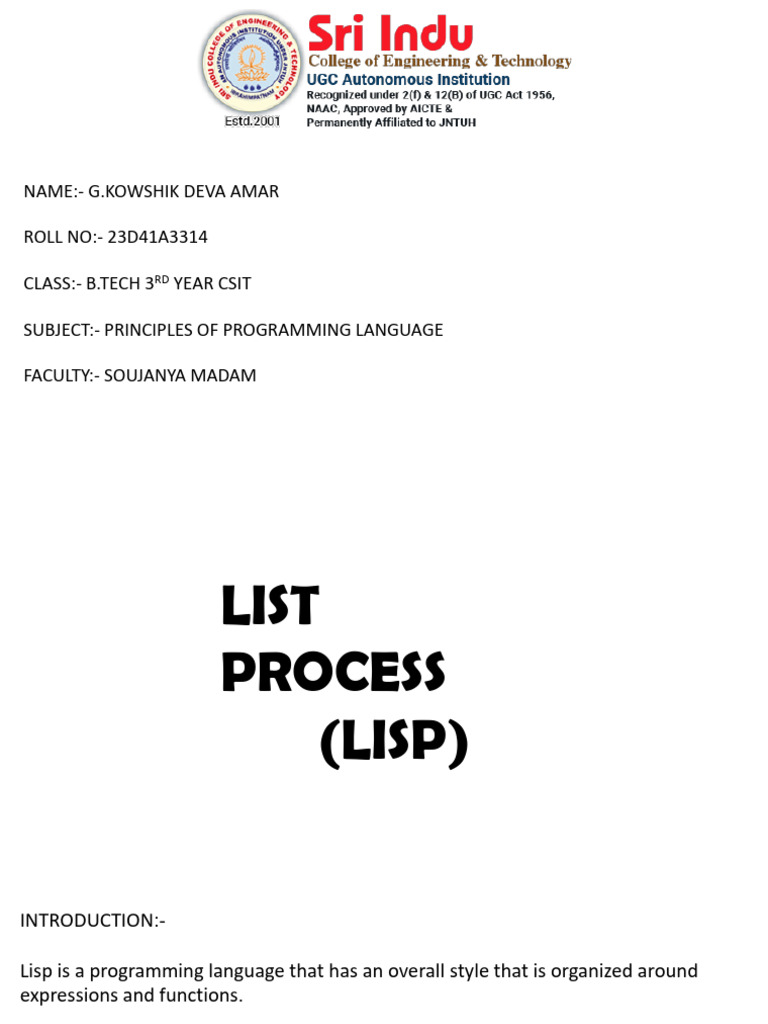 Overview of Lisp Programming Language | PDF