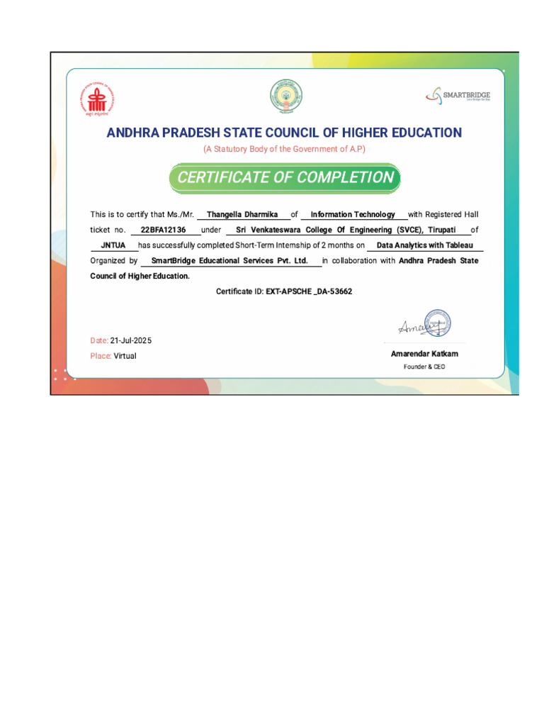Data Analytics Internship Certificate | PDF