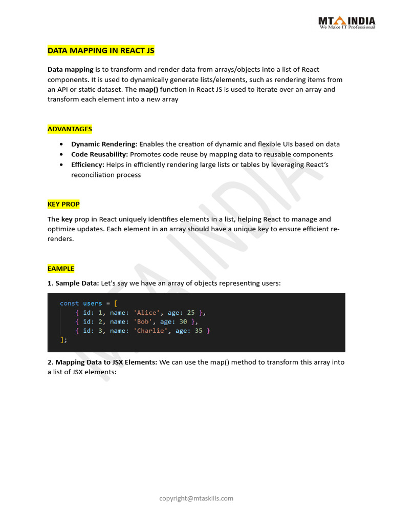 Data Mapping in React JS Explained | PDF