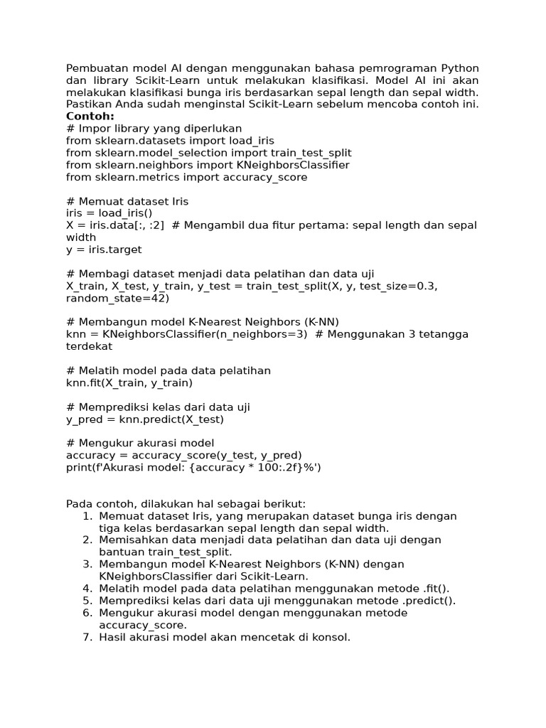 Klasifikasi Bunga Iris dengan K-NN Python | PDF