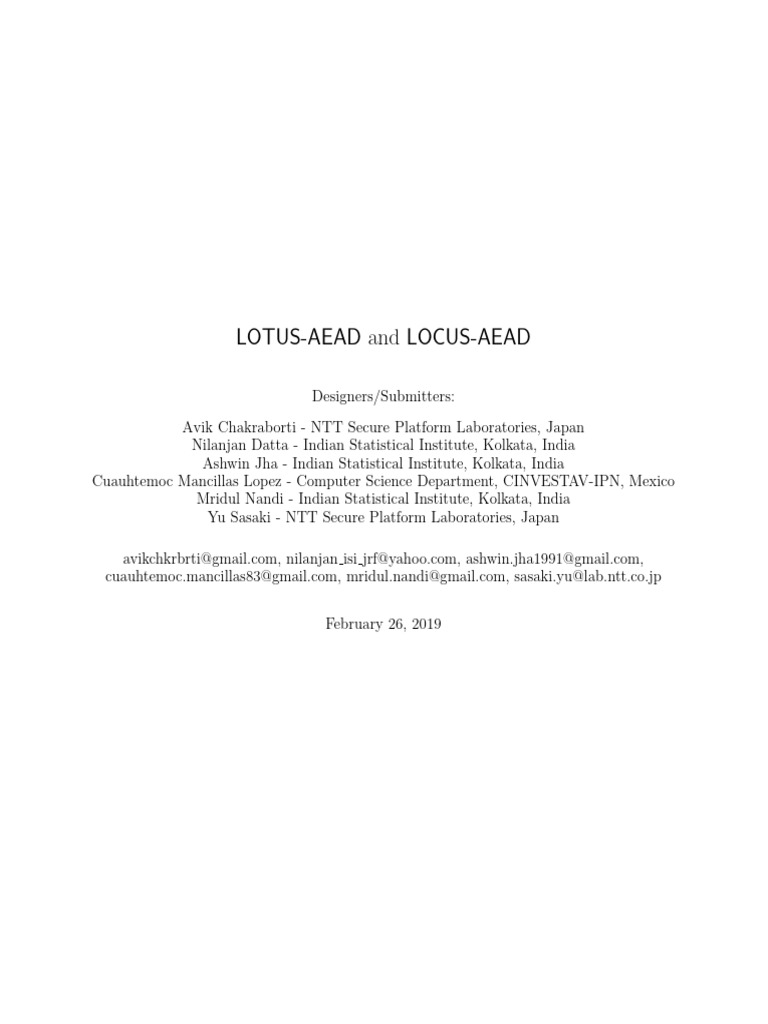 Lotus Aead and Locus Aead Spec | PDF | Secure Communication | Espionage ...