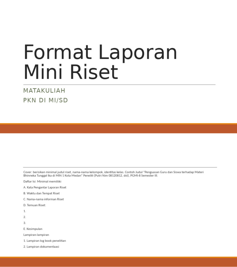 Format Laporan Mini Riset PKN MI/SD | PDF