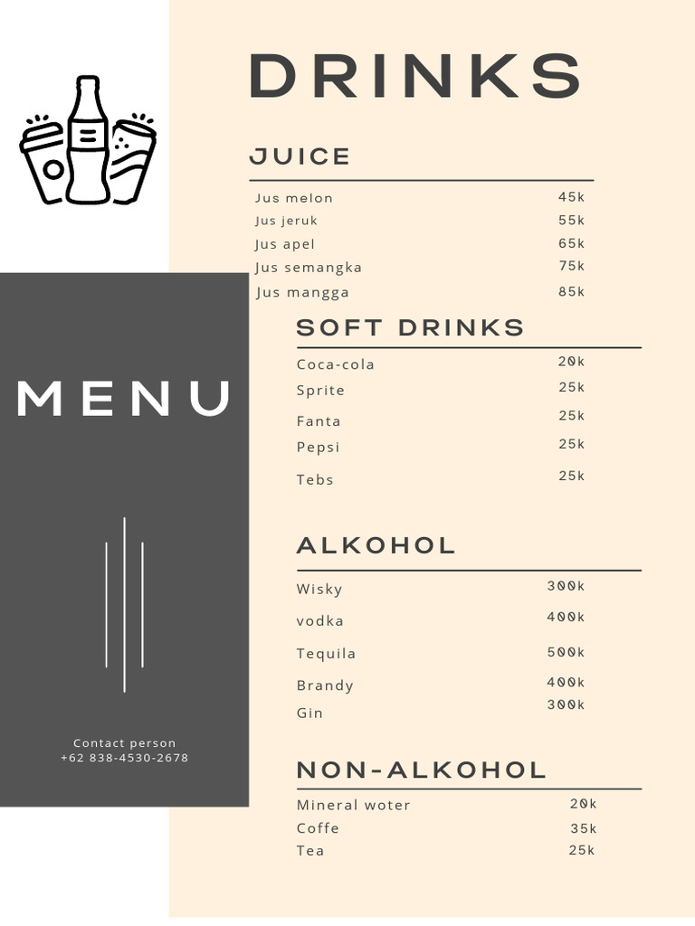 Simple Cream Cafe Drink Menu | PDF
