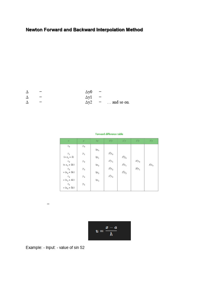 Newton Forward & Backward Interpolation | PDF