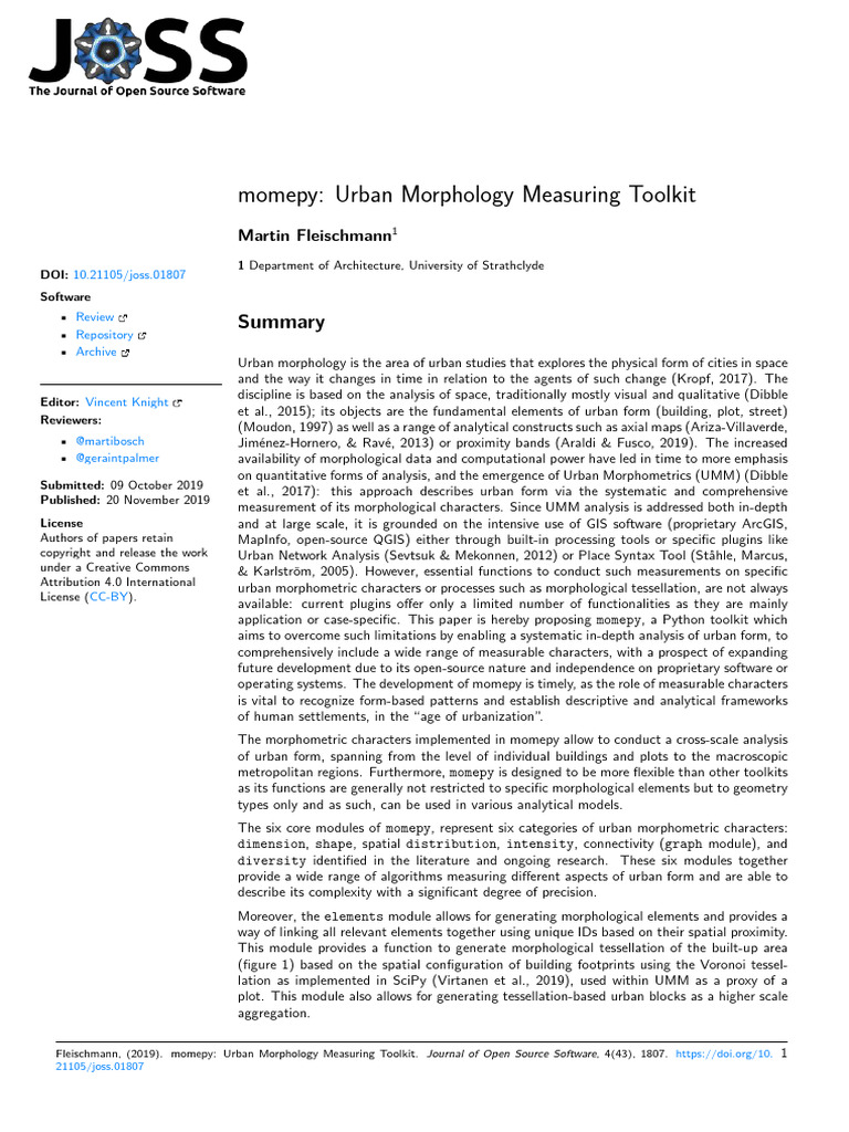Momepy Urban Morphology Measuring Toolkit 44mt6teor7 | PDF | Geographic ...