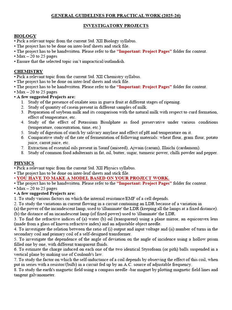 Practical Work Guidelines for Std. XII | PDF | Inductor | Transformer