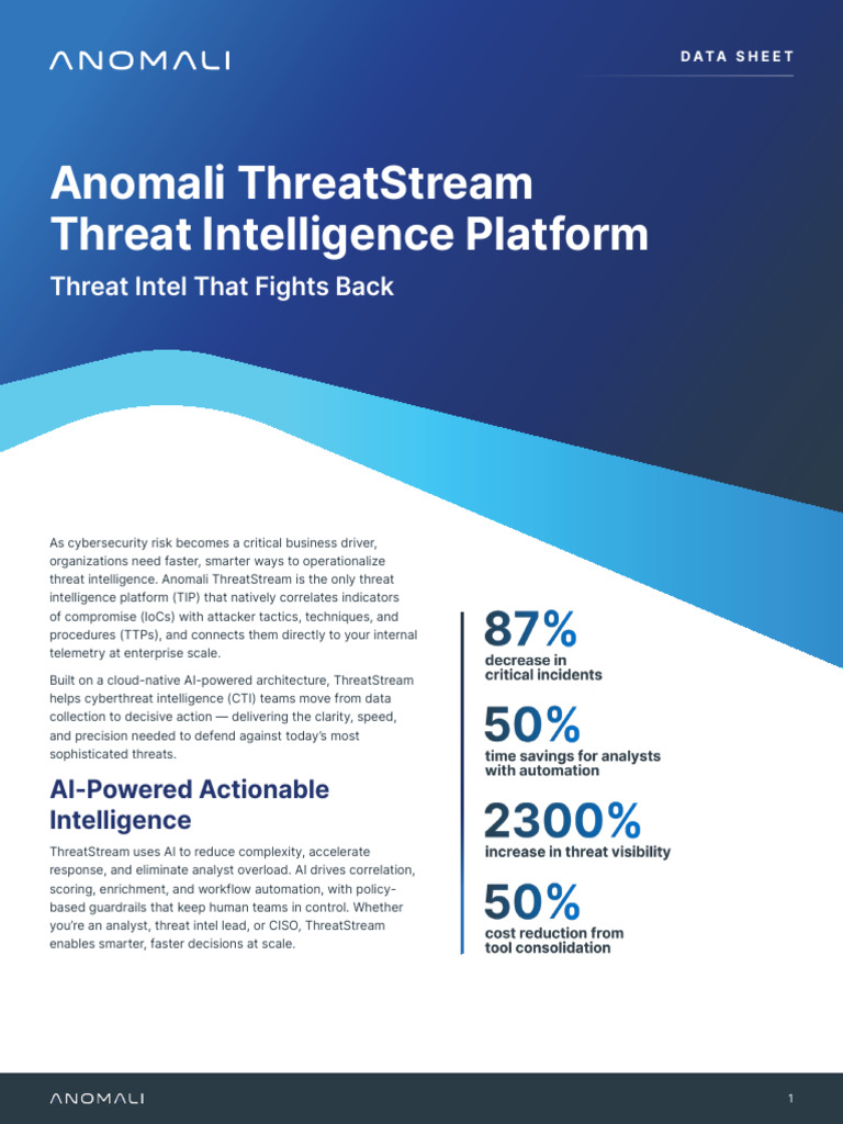 Anomali ThreatStream Overview | PDF | Security | Computer Security