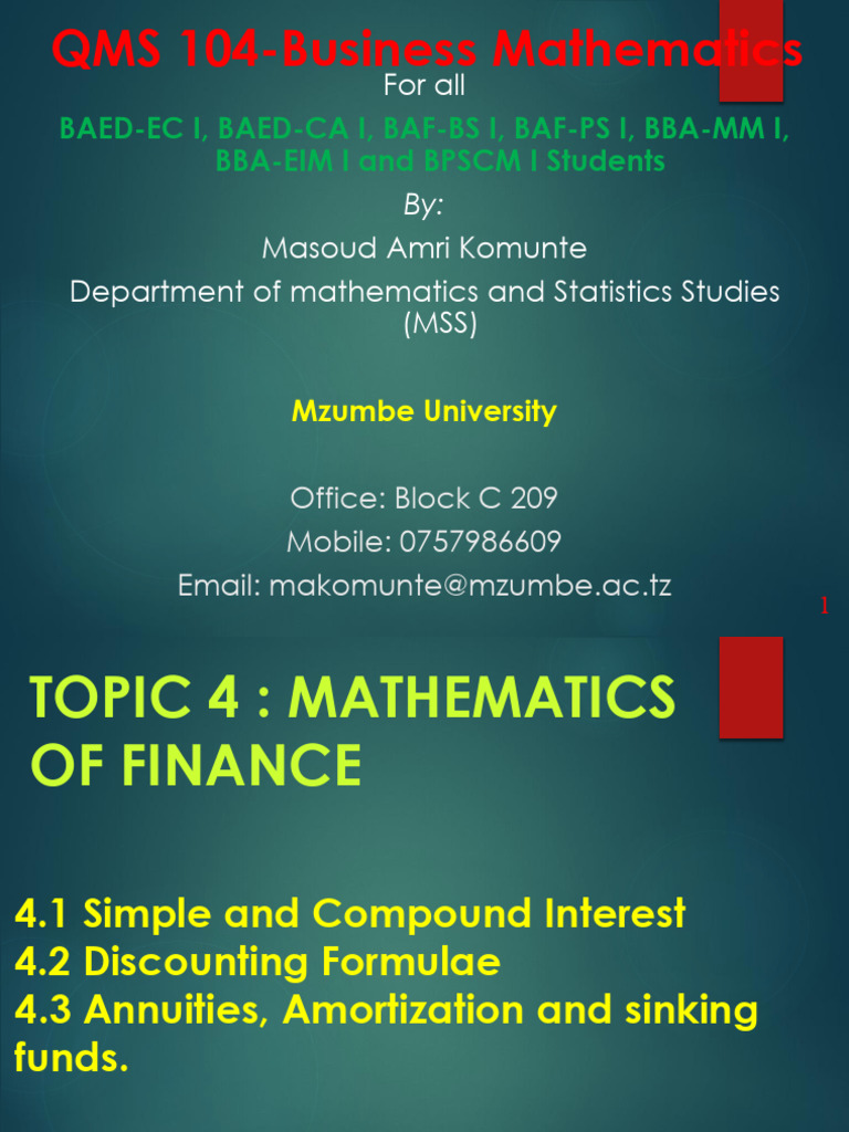 Business Mathematics: Finance Concepts | PDF