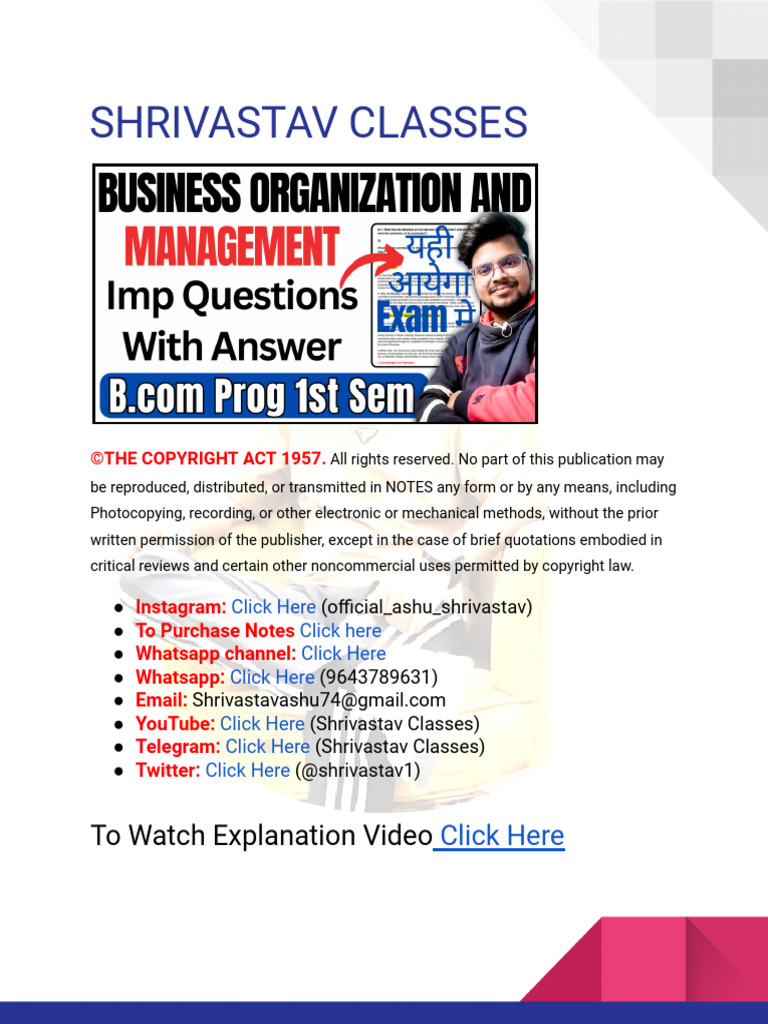 Business Organization & Management Notes | PDF | Entrepreneurship ...