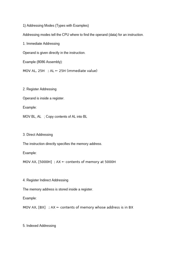 CPU Addressing Modes and Instructions | PDF | Office Equipment ...