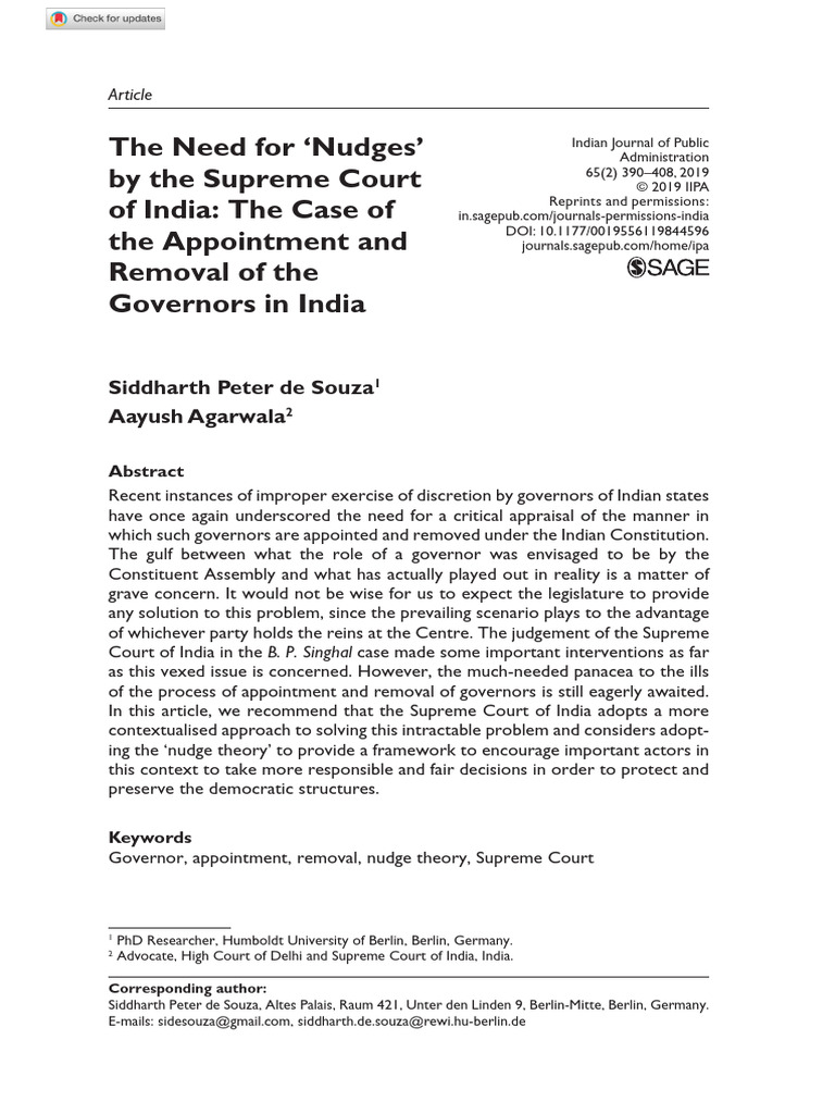 Nudge Theory for India's Governor Appointments | PDF | Government