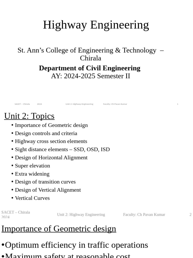 Highway Engineering Geometric Design Guide | PDF | Road Surface | Traffic