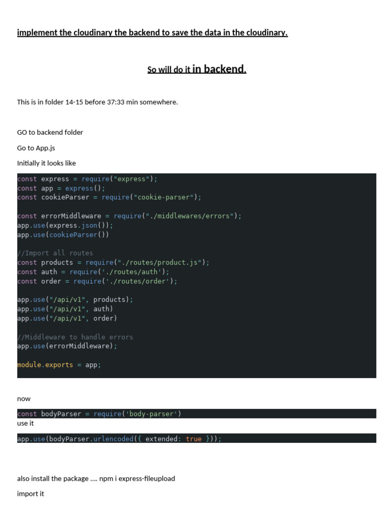 45 Implement The Cloudinary The Backend To Save The Data in The ...