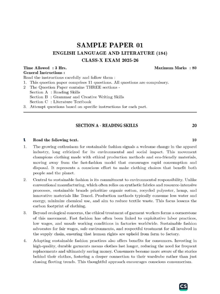 English Sample 1 2025 | PDF
