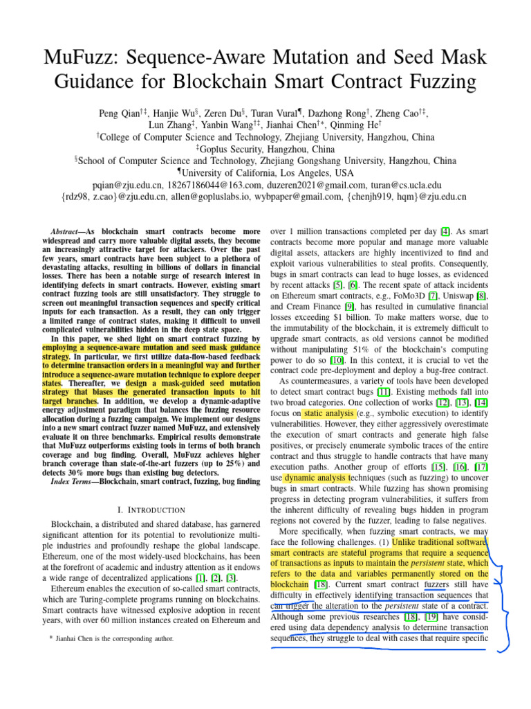 MuFuzz: Advanced Smart Contract Fuzzing | PDF | Software Engineering
