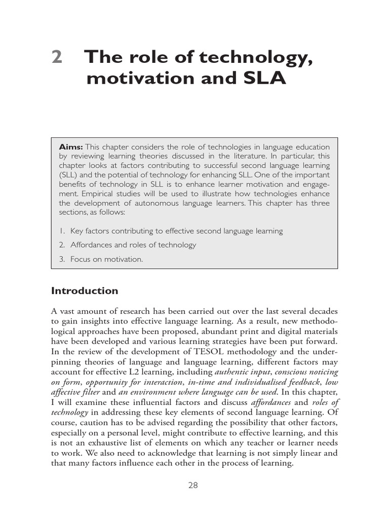 Technology's Role in Second Language Learning | PDF | Second Language ...