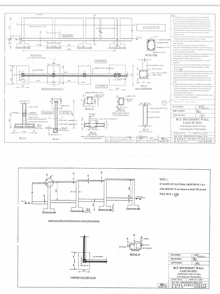 RDSO RCC Boundary Wall Cast in Situ | PDF