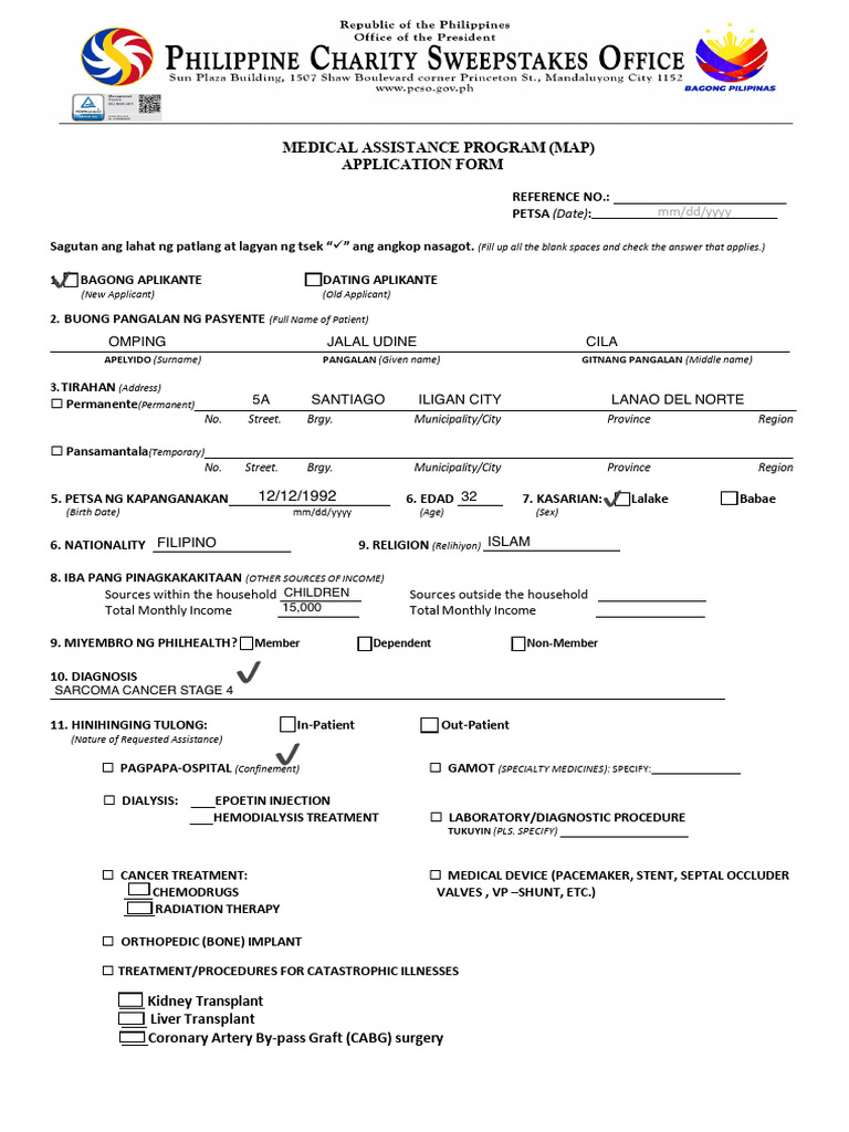 Medical Assistance Program Application Form | PDF | Coronary Artery ...