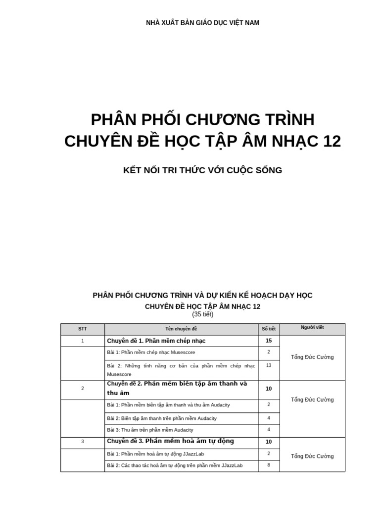 PPCT CĐ Âm nhạc 12 | PDF