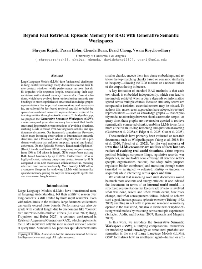 Generative Semantic Workspace for LLMs | PDF | Memory | Information ...