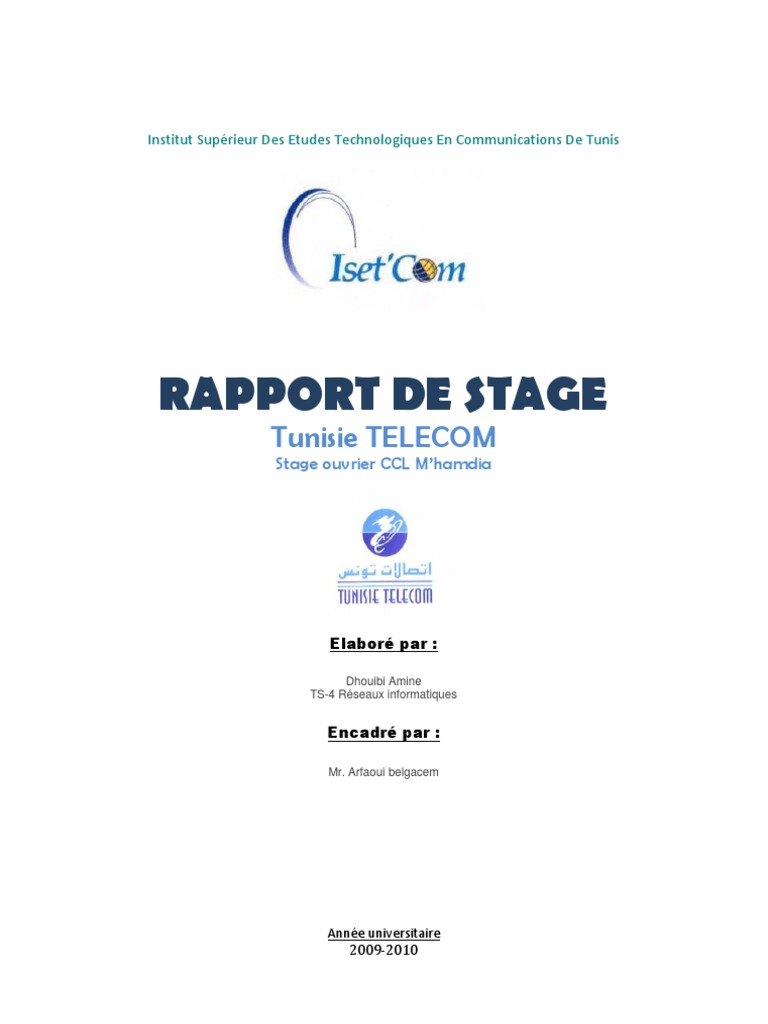 Rapport De Stage Telecom Pdf Commutateur Telephonique Telecommunication
