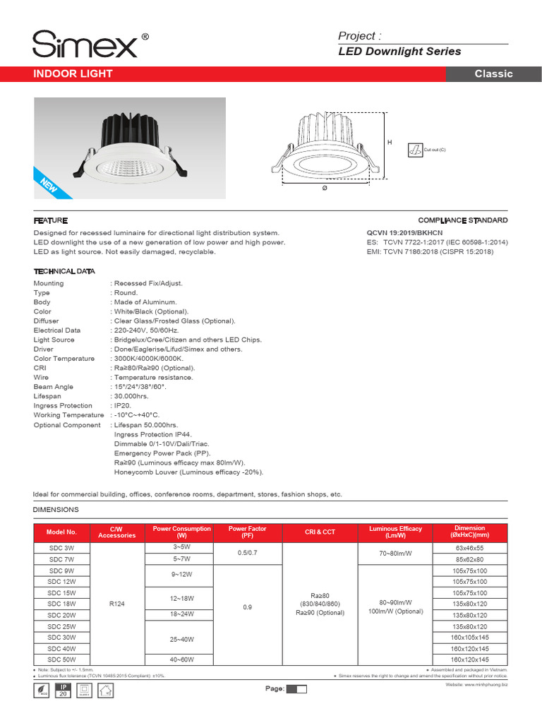 Classic LED Downlight Specifications | PDF | Electrical Engineering ...