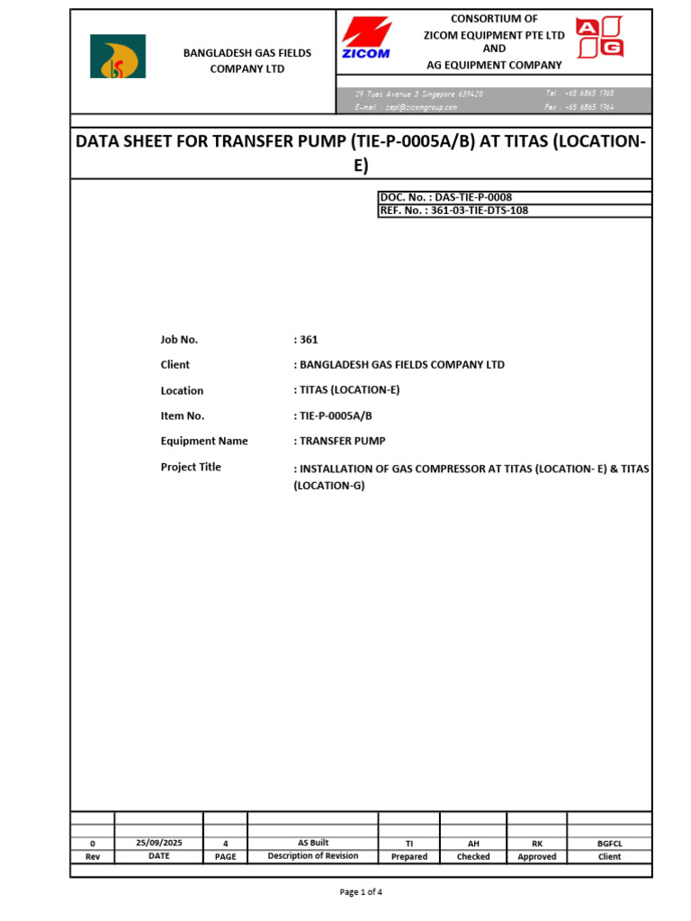 Transfer Pump Data Sheet for TITAS-E | PDF | Pump | Mechanical Engineering
