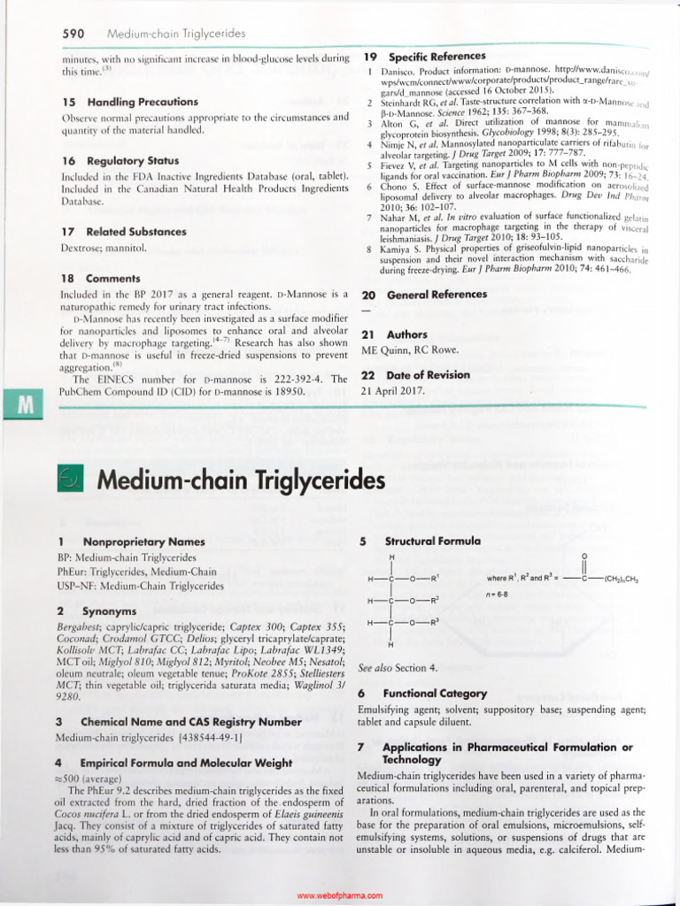 Medium-Chain Triglycerides Overview | PDF | Pharmaceutical Formulation ...